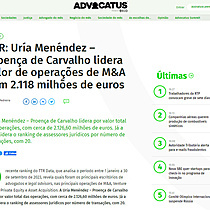 TTR: Ura Menndez  Proena de Carvalho lidera valor de operaes de M&A com 2.118 milhes de euros